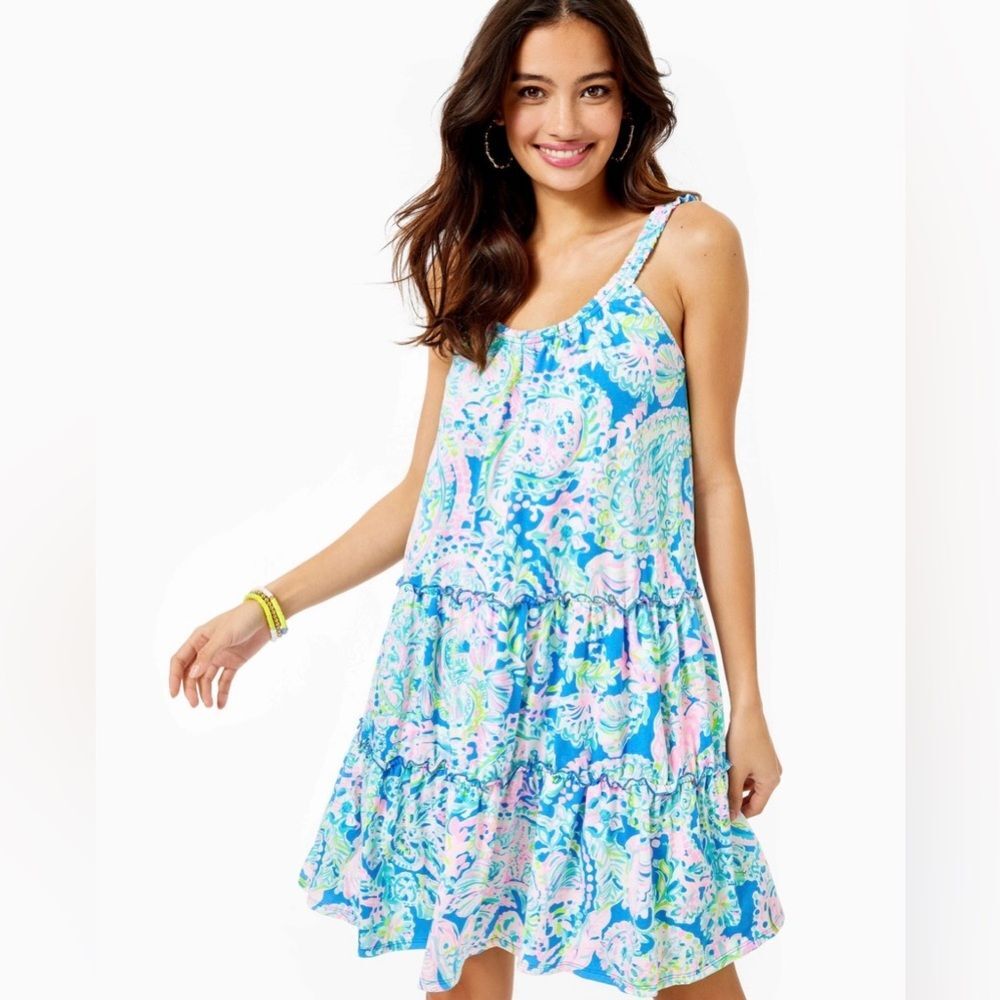 Lilly Pulitzer Loro Swing Dress Multy Dream Team Blue Pink S | Resort